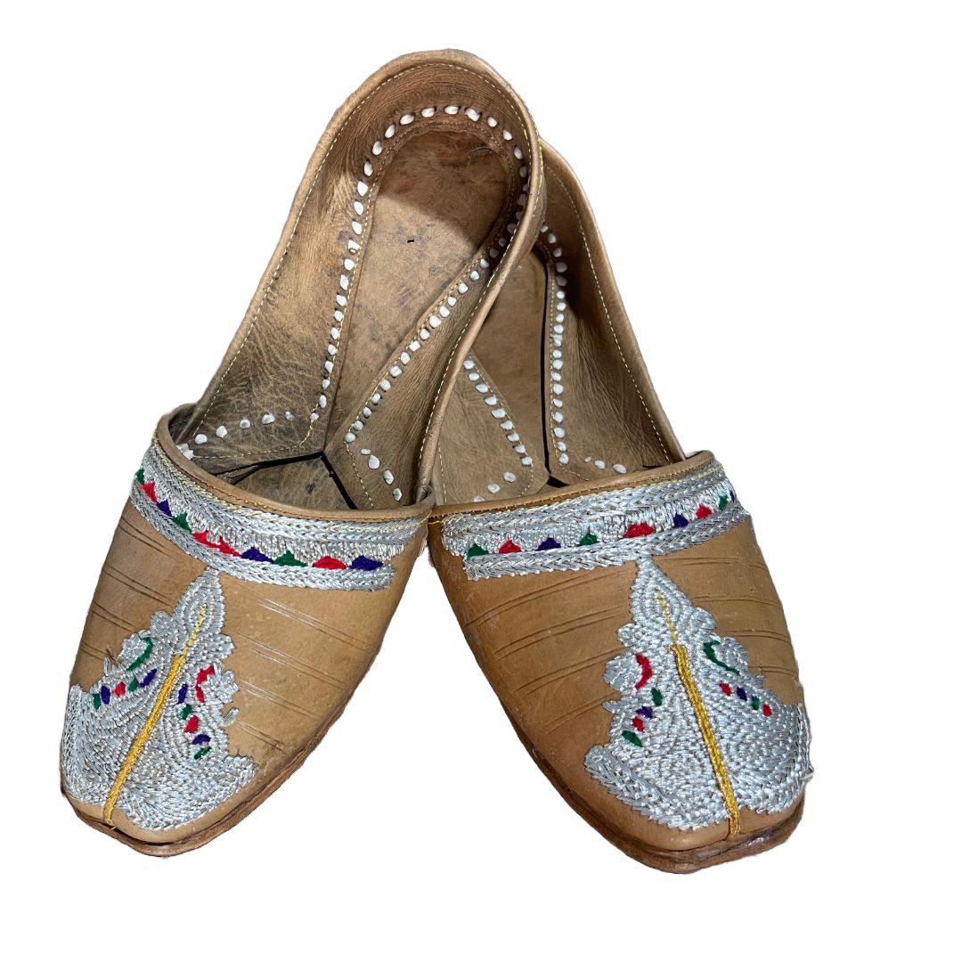 Brown Khussa with Silver Designing