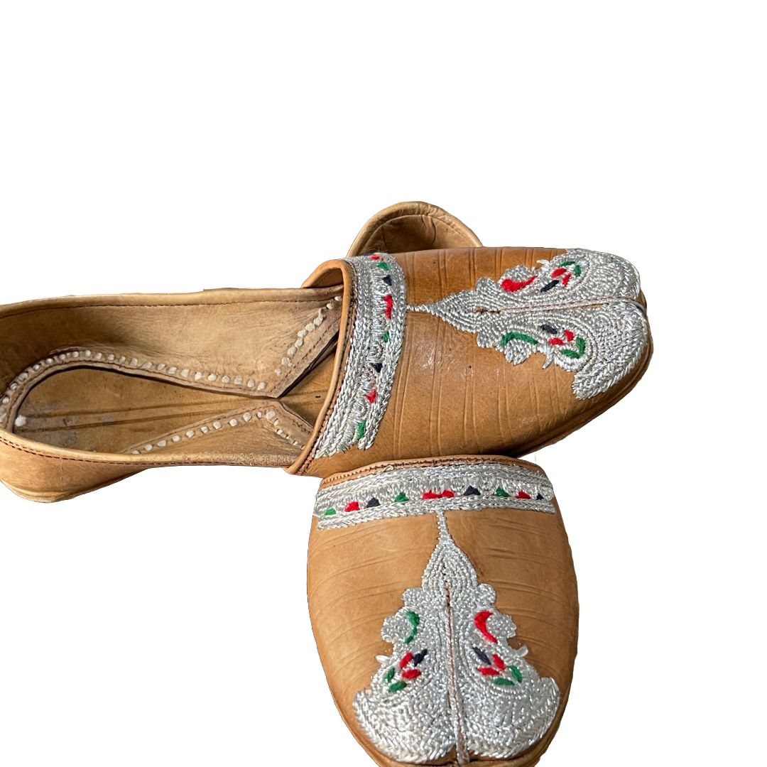 Brown Khussa with Silver Designing